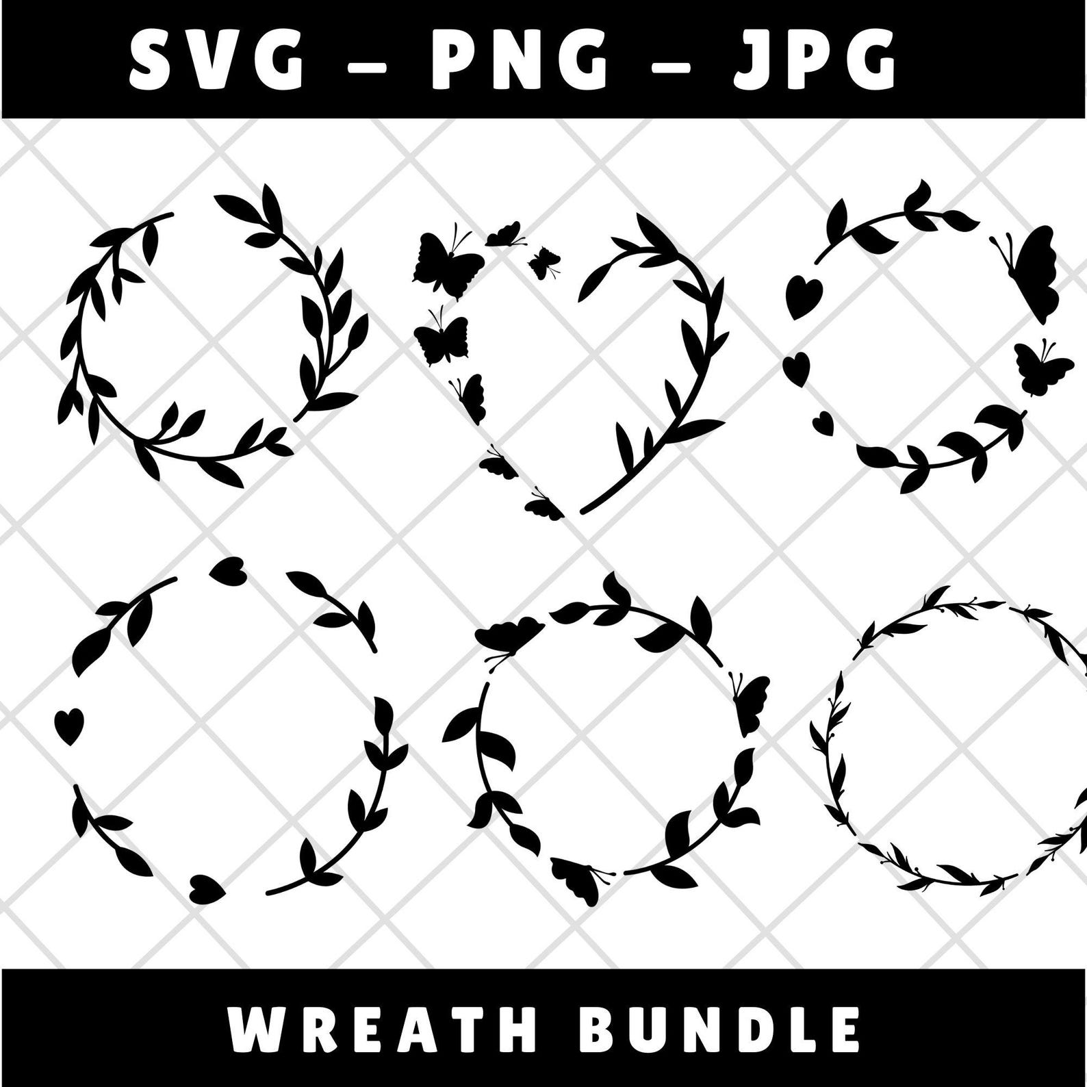 Wreath Svg Bundle\ Circle Svg Bundle\ Floral Wreath Svg\ Heart Laurel ...