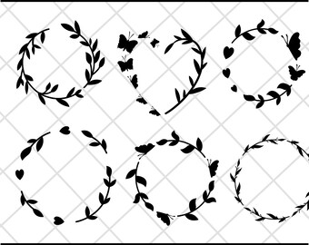 Wreath svg bundle\ circle svg bundle\ floral wreath svg\ heart laurel wreath svg\ wedding wreath svg\ wreath monogram svg circle frame