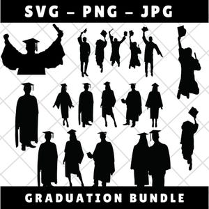 GRADUATION SVG Bundle\ Graduation Silhouettes Svg\ Graduation Cap Svg\ Class of 2024 2025 Svg