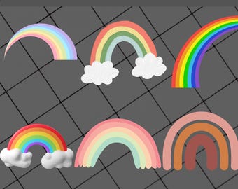 Bundle SVG arc-en-ciel, nuage, météo svg, arc-en-ciel, fichier de coupe, enfants, bébé, PNG, imprimable, Cricut, Silhouette, usage commercial, fichier coupe arc-en-ciel, amour svg