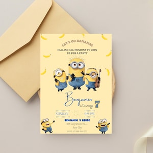Editable Minion Birthday Invitation Template, Printable Birthday Party Invites, Digital Kids Party Invite Template, Minions Birthday Card image 10