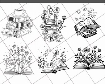 Livro floral SVG, livro SVG, livro com flores SVG, flores SVG, amantes de livros SVG, arquivo de corte de flores, clipart floral