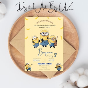 Editable Minion Birthday Invitation Template, Printable Birthday Party Invites, Digital Kids Party Invite Template, Minions Birthday Card image 4