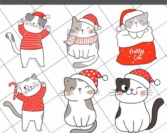 Christmas Cat SVG Bundle | Christmas cat clipart | Cat Bundle