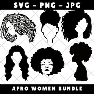 Afro Woman SVG\ Woman Head Svg\ Afro hair Svg\ Black woman Svg\ Afro Womans Head Clipart\ Woman Face Silhouette\ File for cricut\ Png\ Eps