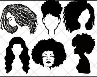 Afro Woman SVG\ Woman Head Svg\ Afro hair Svg\ Black woman Svg\ Afro Womans Head Clipart\ Woman Face Silhouette\ File for cricut\ Png\ Eps
