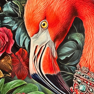 Panel, Jeweled Flamingo