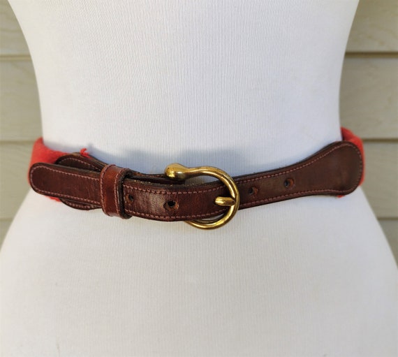 Dooney & Bourke Ladies Red Woven Brown Leather Belt 26 - Etsy display picture 2
