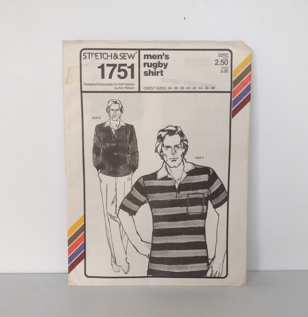 Mens Rugby Shirt Sewing Pattern by Ann Pearson Vintage 1979 Etsy