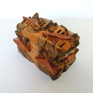 Hand Carved & Painted Wood Trinket Jewelry Treasure Box