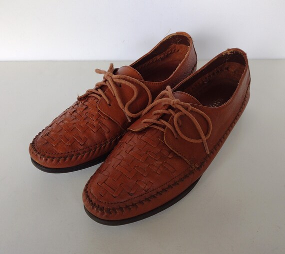 Naturalizer Brown Leather Woven Oxfords - Womens … - image 1