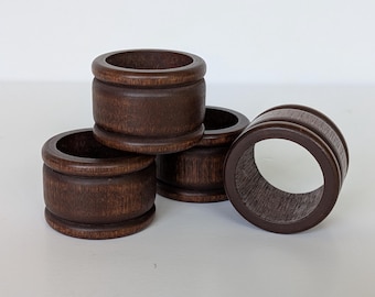 Round Solid Wood Napkin Rings - set of 4