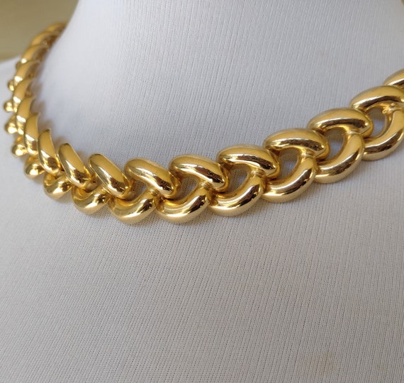 Lovely Gold Tone Chain Link Statement Necklace - image 2