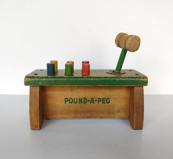 Vintage Pound a Peg Pounding Cobblers Bench Toy With Old Wood Hammer Etsy Canada