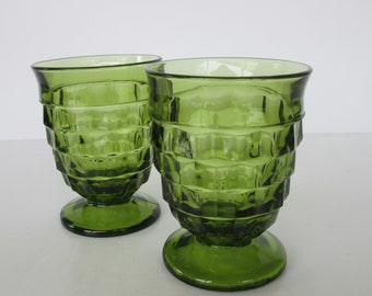 Green Whitehall Footed Glasses - set of 2