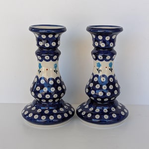 Polish Pottery Candleholder Set - Hand Made in Poland - marked