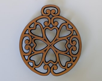 Round Copper Trivet Pampered Chef Heart Design