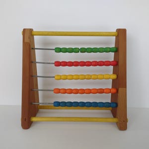 Vintage Sandberg Colorful Wood Bead Abacus