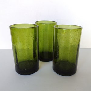 13 oz. Vintage Textured Sage Green Drinking Glass Cups (Set of 6