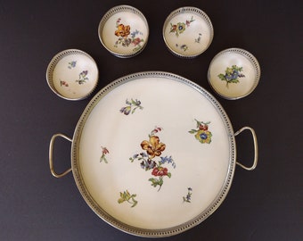 Floral Porcelain Tray and Coaster Set - made in Germany