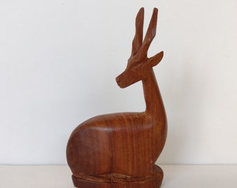 Hand Carved Wood African Antelope Gazelle Deer Figure - made in Kenya