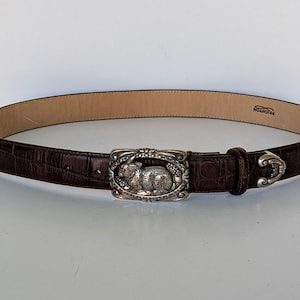 Brighton Brown Croc Embossed Leather Silver Rabbit Bunny  display picture 3