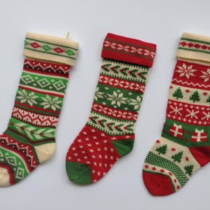 Red White & Green Knit Christmas Stocking - ONLY 1 LEFT