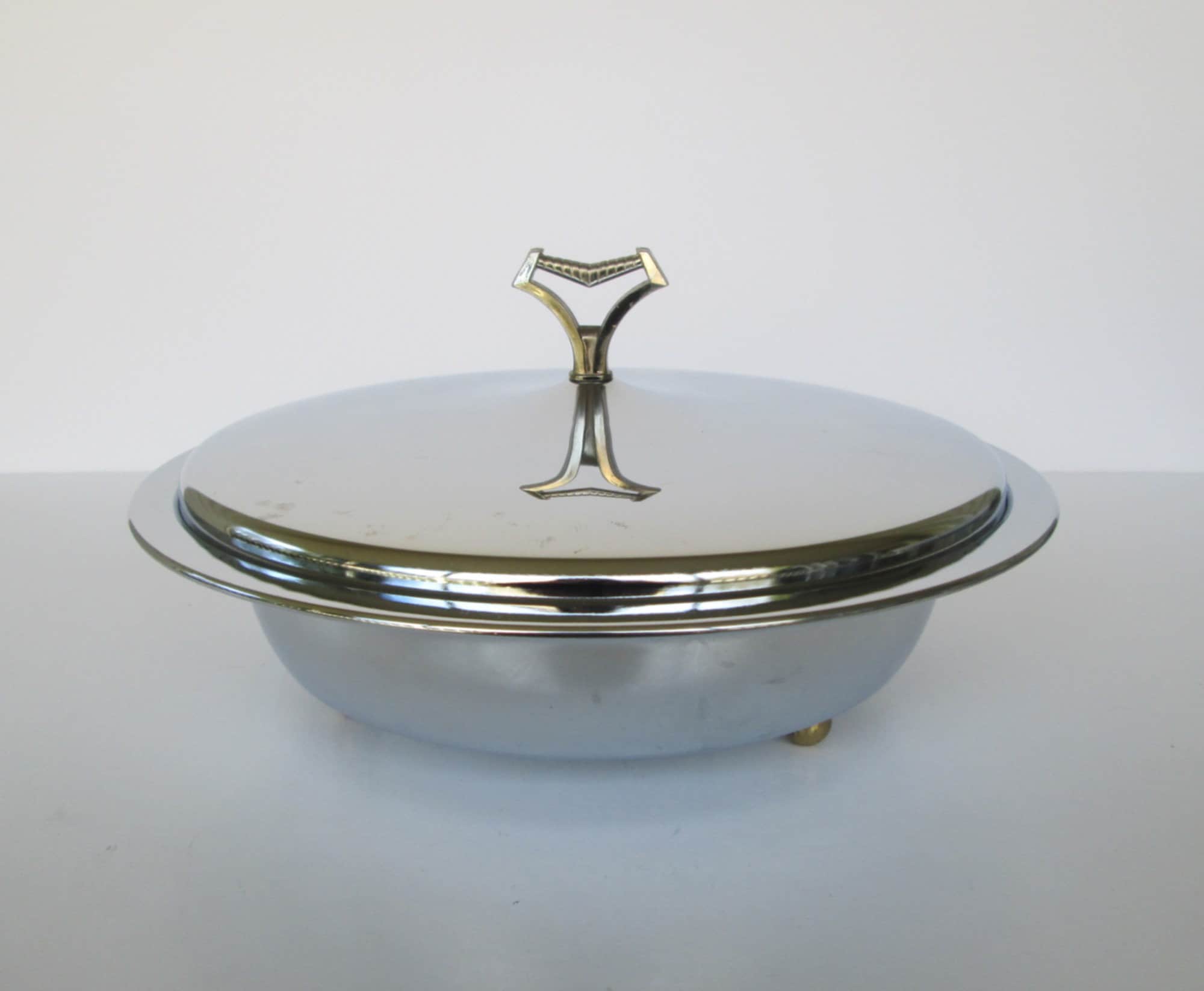 Large 11 1/2" Kromex Serving Dish with Lid - Made in the USA