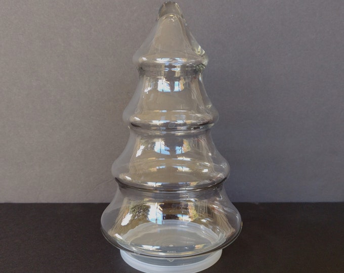 Clear Glass Christmas Tree Jar 7 Tall by 4 1/4 Diameter Etsy