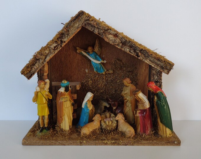 12 Piece Nativity Set With Manger Etsy