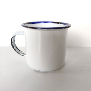 Sweet Little Childs White Enamelware Cup