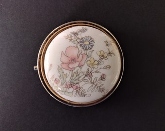 Soft Floral Round Trinket Pill Box