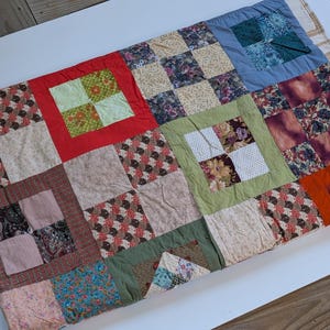 Colorful Hand Made Patchwork Quilt - Large throw - Picnic Blanket - Small Childs Blanket