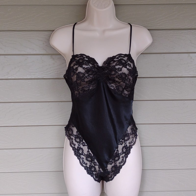 Black Lace Hollow See-Through Teddies