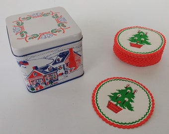 Christmas Tin with Coasters  - set of 26