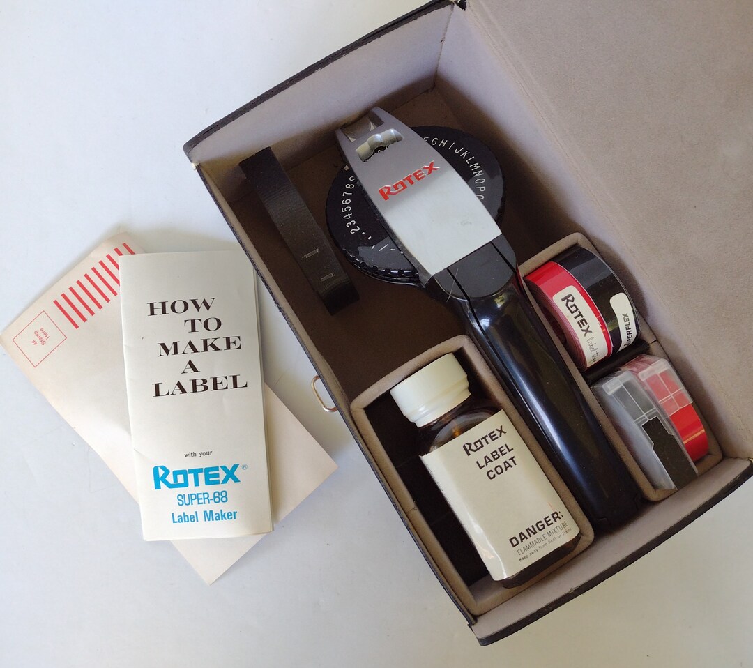Vintage Rotex Super 68 Label Maker Plus Tape in Box Etsy