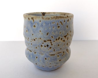 Blue Pitted Wonky Pottery Pot Vase