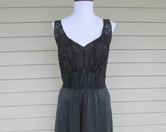 Lovely Artemis Black Nylon Chiffon Nightgown S