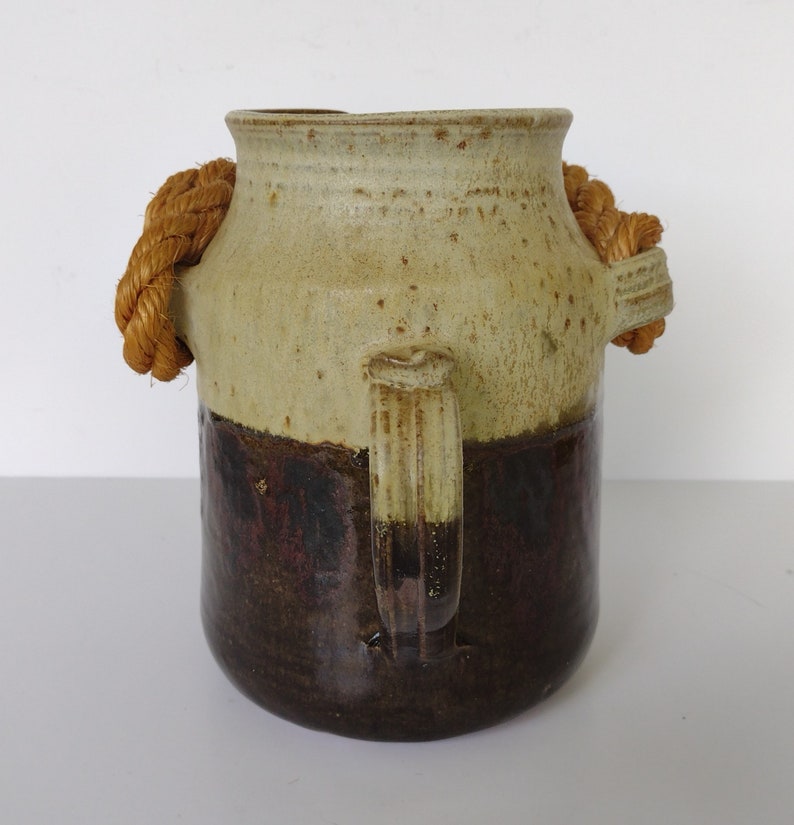Large Earthy Hand Thrown Pottery Rope Handled Jug Crock Pitcher - Etsy