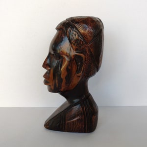 Lovely African Man Bust Sculpture - Hand Carved in Africa - Ebony Wood