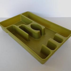 Vintage Rubbermaid Silverware Flatware Tray - Avocado Green