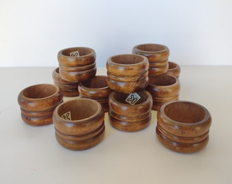 Modern Round Wood Napkin Rings - set of 12