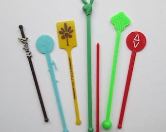 Assorted Vintage Swizzle Sticks - set of 7