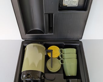 Montgomery Ward Auto Travel & Home Percolator Coffee Pot Set