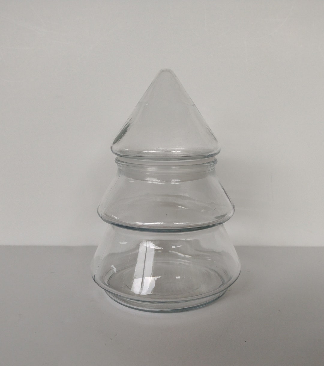 Clear Glass Christmas Tree Jar Etsy