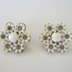 Sweet White & Blue Rhinestone Earrings