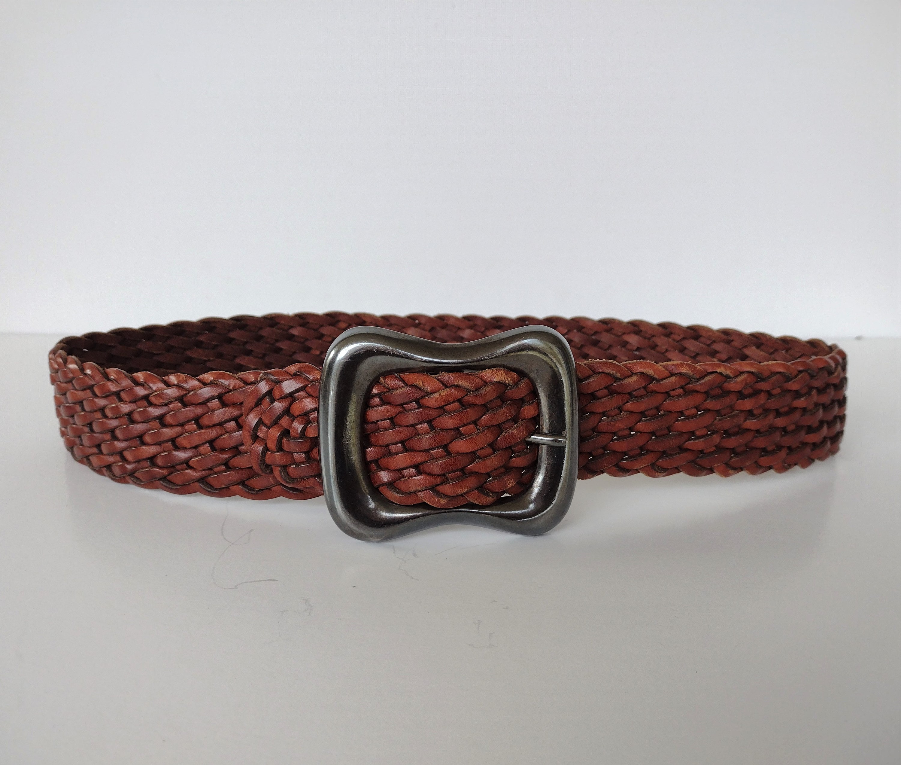 Vtg Eddie Bauer Womens Leather Woven Braided Belt - Size M 