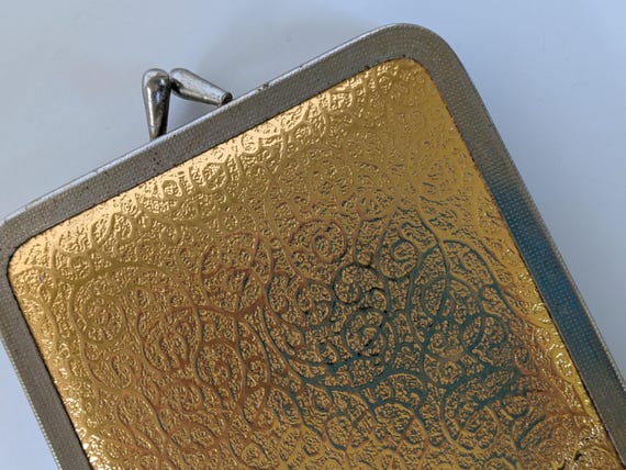 Gold Lame Compact Purse Handbag Mirror View 3