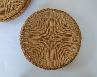 Set of 4 Natural Wicker Paper Plate Holders