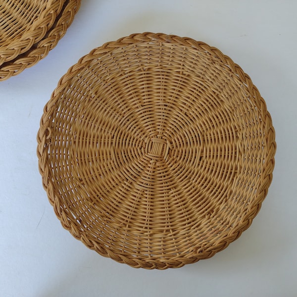 Set of 4 Natural Wicker Paper Plate Holders